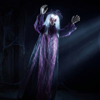 Poseable Halloween Decoration with Sound Life-Size Witch Ghost Animated Ghost Witch Interactive for Entryway, Yard