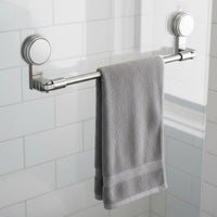 Suction Cup Towel Rack Space Saving Extendable Towel Bar Waterproof No-Tools Required Washroom Shelf for Renters, Shower, Kitchen