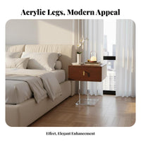 Modern Minimalist Design Bedside Stand Transparent frame Wavy Accent Table single-Piece Construction Nightstand Space-Saving for Apartment Dwellers, Homeowners, Adults, Small Spaces, Living Room, Entryway, Home Office