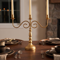 Ornate Candelabra Shiny Retro Candelabrum Pedestal Candle Holder with Arms Polished for Photographers, Weddings, Mantel