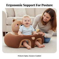 Spinal Support Inflatable Sit-up Training Chair Anti-Tip Design Infant Floor Seat Safety Guardrails Toddler Sofa Skingentle for Infants, Babies, Parents, play sessions, Feeding Time, Travel, Outdoor