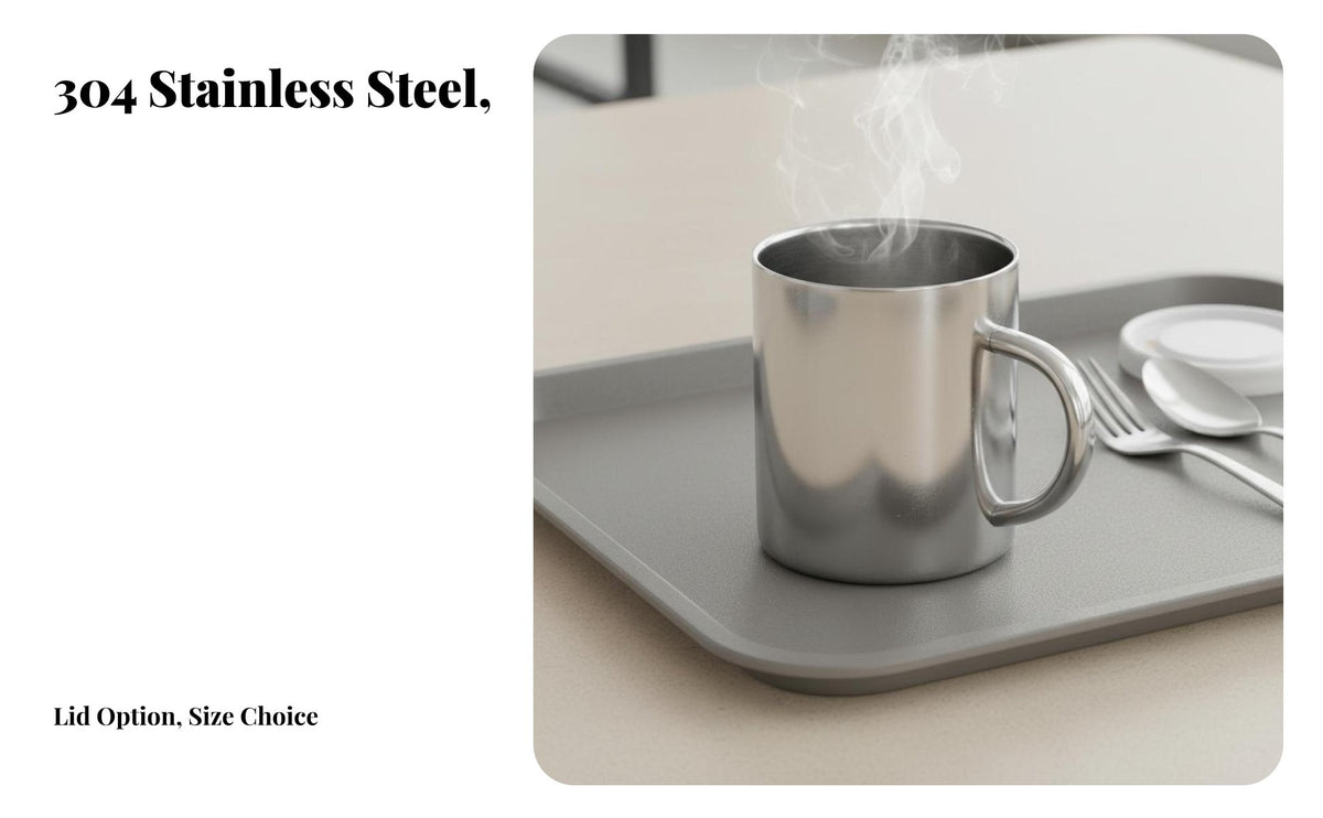 Rust Proof Stainless Steel Mug Rustproof 304 Steel Mug with Lid Easy to Clean for Students, Travelers, School, Office, Camping
