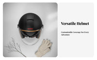 Twin Visor Half Helmet 3C Certified Twin Visor Helmet Detachable Warm Neck Scarf Shielded Gear for Adults, Women, Winter Riding, City Commuting