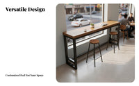 Solid Wood Bar Table Space-Saving Long Narrow High Table Versatile Use Industrial Pub Desk for Apartment Dwellers, Adults, Cafe, Living Room, Entryway