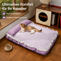 French Retro Dog Bed for Small Dogs Cats, 62x43cm Dog Basket with Removable Cushion, Washable Dog Cushion for Teddy