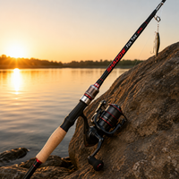 Fishing Rod and Reel Combo, Carbon Fiber Spinning Rod with Double Tip, 110cm Collapsed Length for River Fishing