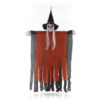 Pointed Hat Hanging Witch Skeleton Decoration Ragged Robe Tattered Witch Wall Hanging Black Underlayer Violet Band