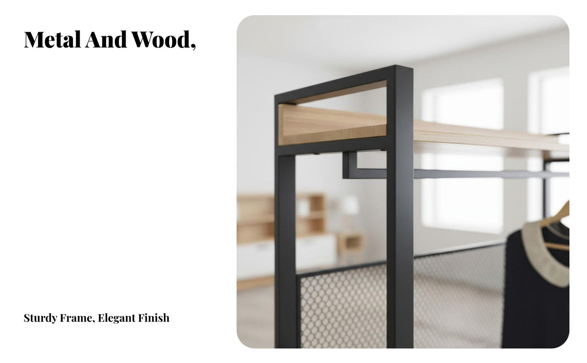 Nordic Design Freestanding Wardrobe Unit Freestanding Wardrobe with Shelves Multi-Tier Shelving Garment Rack Heavy-Duty for Apartment Dwellers, Renters, Homeowners, Walk-in Closet, Dressing Room