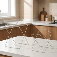 Yellow Bag Stand, 2-piece Set Foldable Trash Bag Stand, Stainless Steel Garbage Bag Holder for Kitchen & Household, Waste Rack Countertop