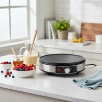 Even Heat Distribution Crepe Maker with Temperature Control Indicator Lights Crepe Maker Non-Stick Electric Griddle Countertop for Kitchen, Dorm Rooms