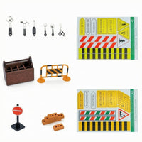 39 Pieces Display Accessories 1/12 Scale Dollhouse Tool Set Printed Signs Miniature Roadwork Set Realistic Design 1/12 Scale Toolbox for Model Displays
