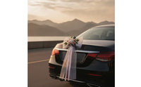 Romantic Artificial Flower Decoration with Veil Elegant Wedding Car Decoration Universal Decorations Easy-Install for Brides