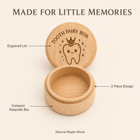 Wooden Baby Tooth Keepsake Box with Engraving Option
