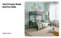 Metal Bunk Bed Space Saving Metal Bunk Bed Frame Strong Load-Bearing Bedroom Furniture for Families, Adults, Small Apartment, Dorm Room