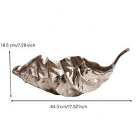 Hammered Leaf Tray Textured Elongated Vessel Tray Sculptural Centerpiece Bowl Versatile for Living Room