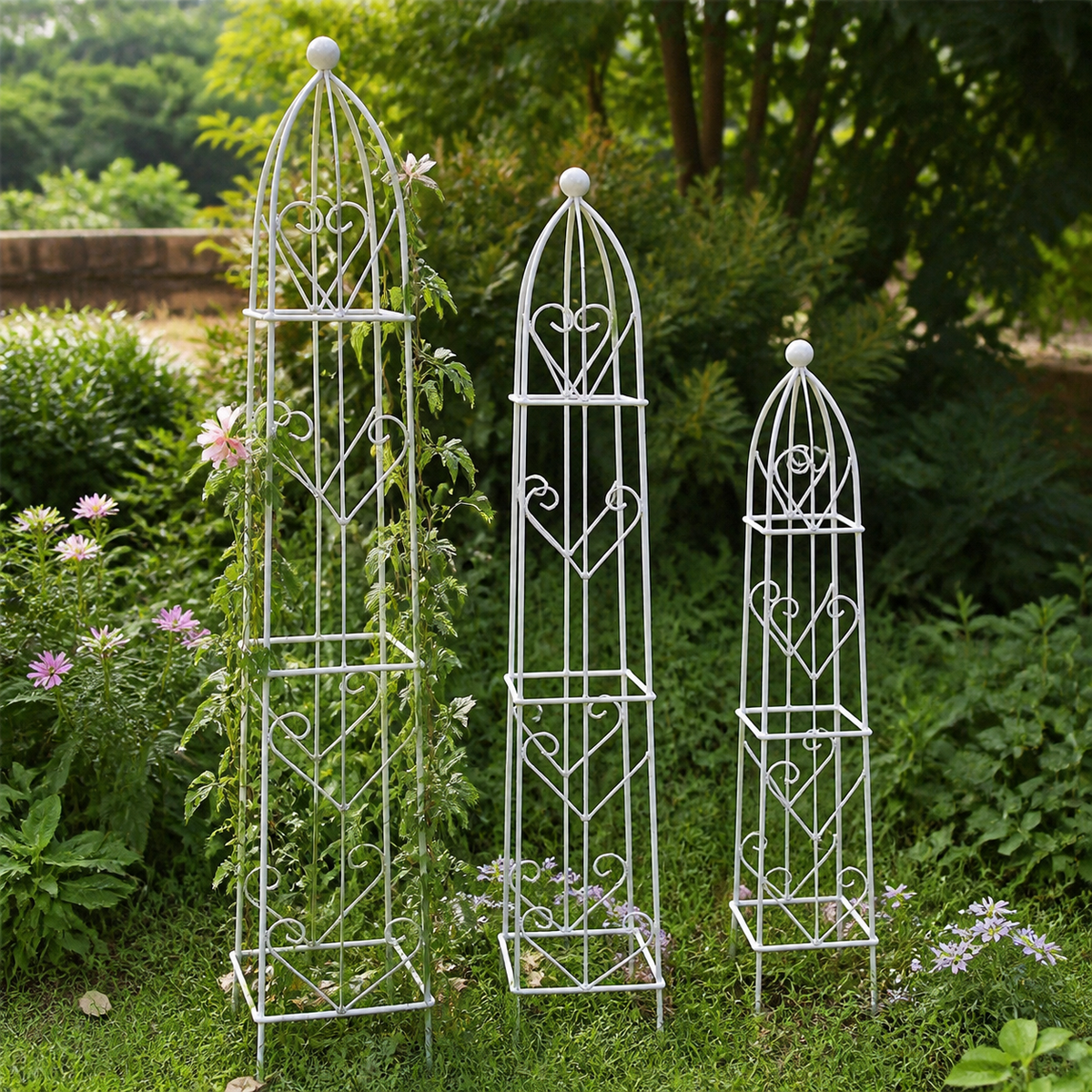 Iron Retro Trellis, 20-50cm, Small Obelisk, Clematis Support, Garden Decoration
