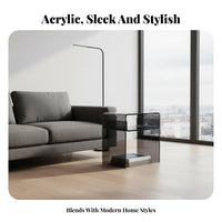Minimalist aesthetic Transparent Bedside Cabinet Modern Design Acrylic Nightstand with Drawer Space-Saving Accent Table space-efficient Size for Interior Decorators, Apartment Dwellers, Homeowners, Bedroom, Kid's Room, Small Spaces, Entryway