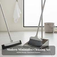 Broom and Dustpan Set Soft Dense Bristles Standing Broom and Dustpan Combo