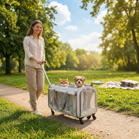 Pet Carriage Suitcase Swivel Wheels Soft-Sided Pet Carriage Top Opening Animal Transport