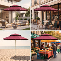 Umbrella with Tilt Tiltable Straight Pole Umbrella Vented for Patio, Backyard, Market Stall