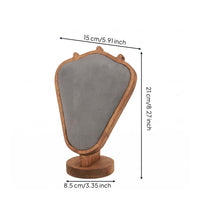 Walnut-Tone Wooden Necklace Display Stand Three Hooks Necklace Display Stand Two-sidedSided Wooden Jewelry Bust Decorative Front Panel