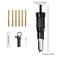 Metal Front Electric Rivet Head Black Housing Rivet Adapter Head Cylindrical Tool Accessory Easy to Use