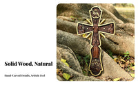 European Design Carved Orthodox Cross Handmade Hand Carved Wooden Cross Unique Design for Christians, Homeowners, Prayer Room, Home Decor