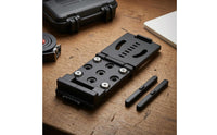 Metal Front Plate Adjustable Belt Tool Holder Mounting Holes Clamp Belt Tool Holder Slotted Cutouts