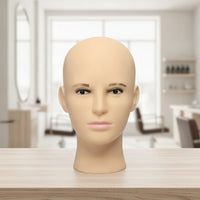 Bald Male Mannequin Head Realistic Male Mannequin Head Skin-Tone for Salons, Studios