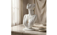 Shoulder Drape Half-Face Mannequin Bust Long Neck Jewelry Bust Integrated Base Necklace Holder