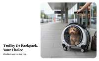 Breathable adaptable dome viewing port Pet Trolley Telescopic Handle Wheeled dome transport tri-function Design Cat spinepack Multiple Ventilation Holes for Small Dog Owners, Travelers, Travel, animal clinic Visits, Outdoor, Camping