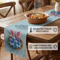 Easter Table Runner Linen Look Material Hare Pattern Table Runner Heat Insulating Holiday Dining Decoration for Families, Event Planners, Kitchen