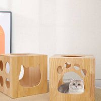Cube Cat House Private Wooden Cat Box Sturdy Cats Furniture for Cats, Kittens