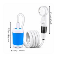 Coiled Hose Portable Electric Shower Compact Self-Priming Shower System for Camping, Travel