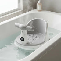 Ergonomic Backrest Temperature Sensing Bath Stool Drainage Holes Infant Bathtub Circle for Infants