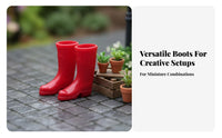 Miniature Rain Boots Realistic Design 3.5cm Doll Shoes Pretend Play Toy Tiny Silicone Boots for BJD Hobbyists, Miniaturists, Christmas Dioramas