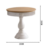 Display Stand with Wood Top Rustic Cake Stand Pedestal Riser for Sweet Display, Entryway Console