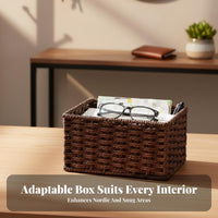 Woven Rectangular Box Multi-Purpose Organizing Basket Handmade for Homemakers