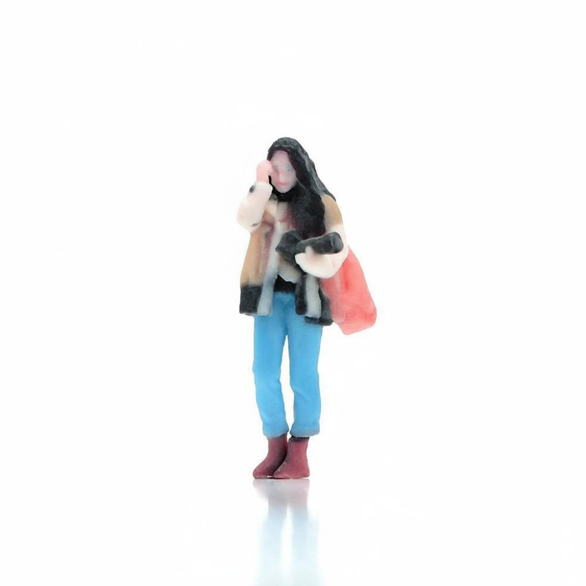 3D Printed 1/64 Scale Female Photographer Figure High Intricate Miniature Woman with Camera Resin Material Miniature Scene Photographer Figurine for Hobbyists
