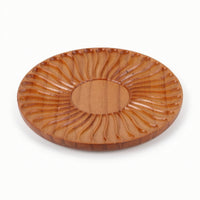 Carved Wooden Serving Tray Artisan-Made Wooden Tray with Leaf Engraving Platter Natural Wood Grain Board Smooth for Hosts