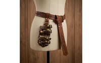 Leather-Like Straps Bottle Holder Belt Engraved Pattern Cosplay Waist Belt Aged Finish Wizard Potion Bottle Set Metal Rivets