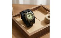 Metal Studs Studded Leather Watch Large Numerals Vintage Punk Watch Round Dial