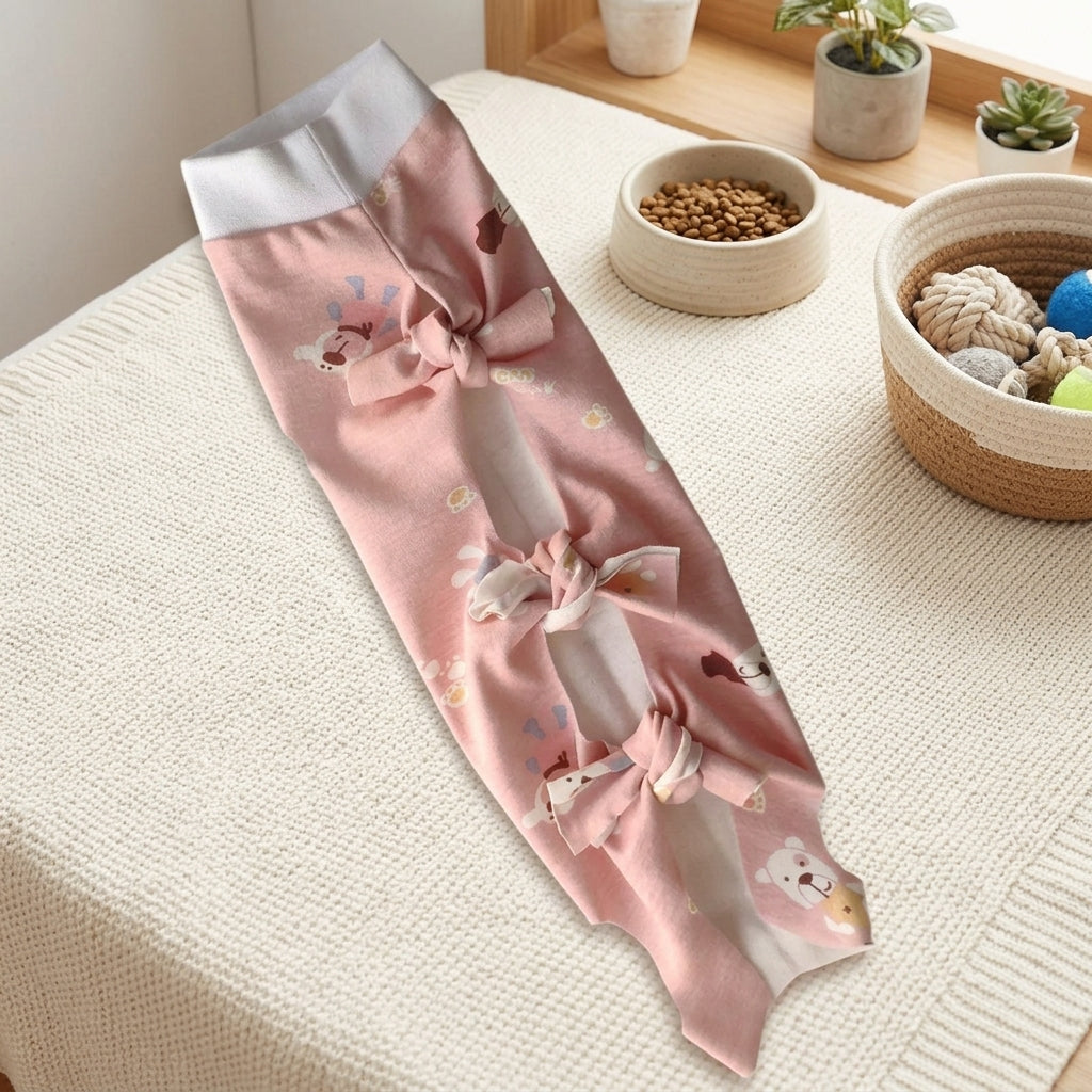 Cat Recovery Suit with Ties, Post Surgery Clothes for Full Leg Coverage, Post-Operative Wear