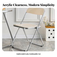 Foldable Design Transparent Folding Chair Space-Saving Acrylic Folding Chair Easy to Clean Modern Armless Event Seat No Assembly Required for Makeup Enthusiasts, Apartment Dwellers, Small Areas, Bedroom, Living Room, Balcony