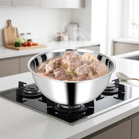 Stainless Steel Mixing Bowl with Bright Polish, 21.5cm Round 304 Deep Food Mixing Bowl, Plain Pattern Cooking and Batter Mixing Tool for Adults