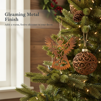 Metal Angel and Christmas Ball Silhouette Wall Decor for Indoor/Outdoor