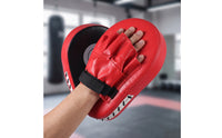 Shock-Absorbing Curved Focus Mitts PU Leather Hand Target with Wrist Strap Padded Focus Pad with Hand Pocket Thick Foam for Combat Artists, Coaches, Kickboxers, Kickboxing, Taekwondo, Home Training, Gyms