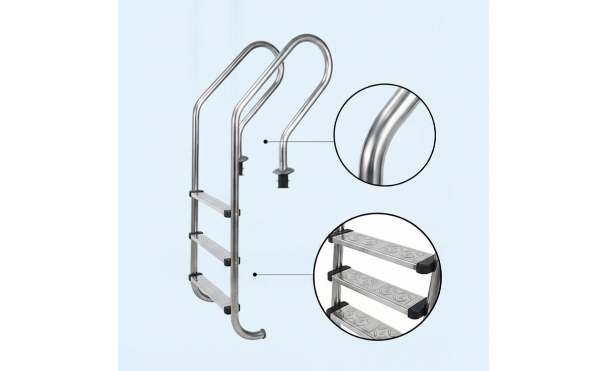 In-Ground Pool Ladder Three-Step Swimming Pool Ladder 304 Stainless Steel for Backyard Pools