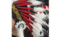 Native-Inspired Costume Headdress with Feathers Colorful Feather Headpiece with Headband Multicolor Feather Headpiece Woven for Cosplayers, Performers, Photo Shoots, Stage Performances