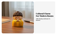 God of Wealth Figurine Traditional Symbol Cute Chinese God Statue Desktop Resin Figure Vivid Features Resin Deity Miniature